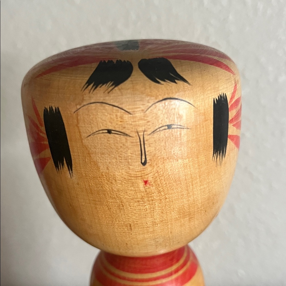 Vintage Wooden Japanese Kokeshi Doll Hand Painted Folk Art Signed 9”